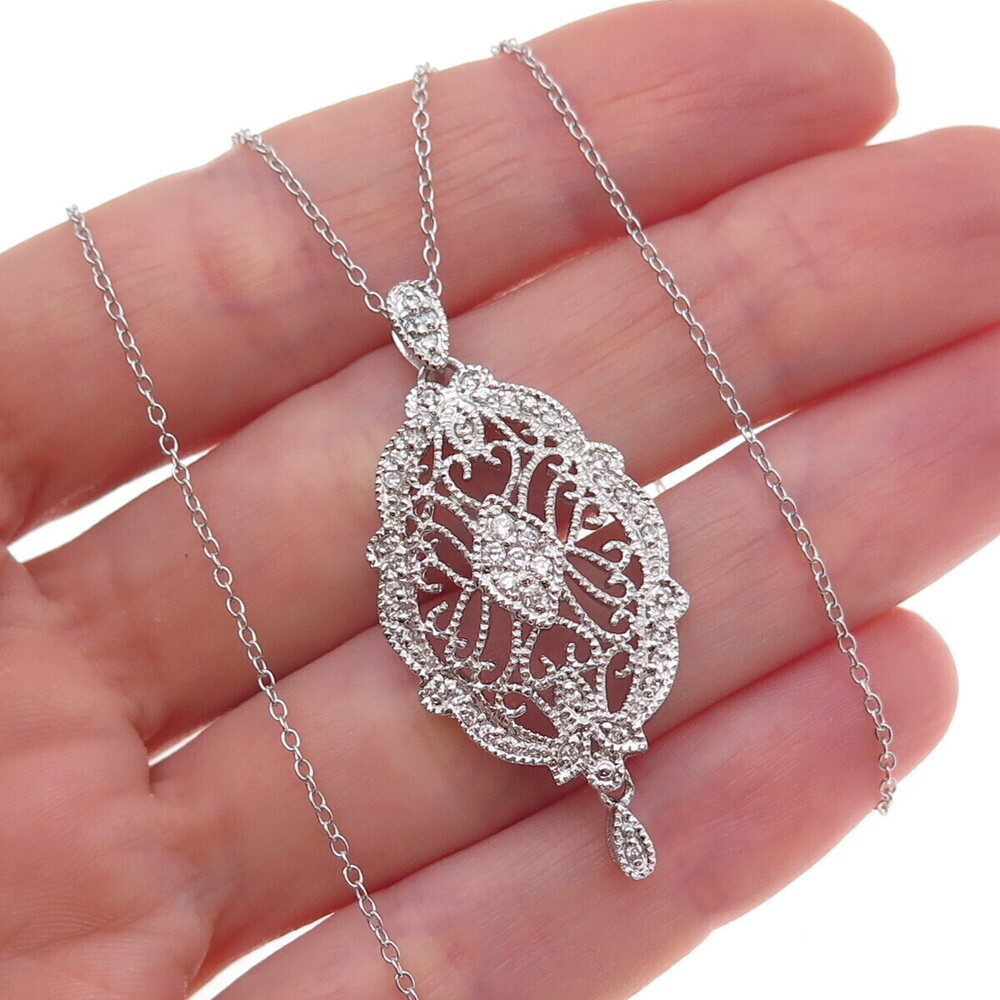 925 Sterling Silver Round-Cut C Z Cable Chain Necklace 18"